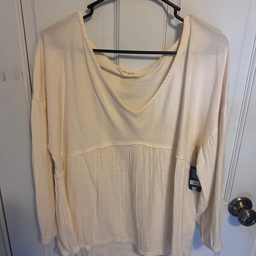 Lucky Brand Cream Long Sleeve Top